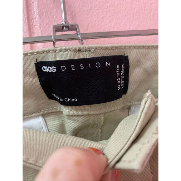 ASOS Design Mens Khaki Stretchable Chino Pants Size 32x30 NWT - Picture 6 of 8